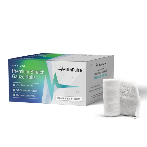 Fifthpulse Stretch Gauze Bandages, Latex and Lint Free, Individually Wrapped, 12PK FMN100530 - main